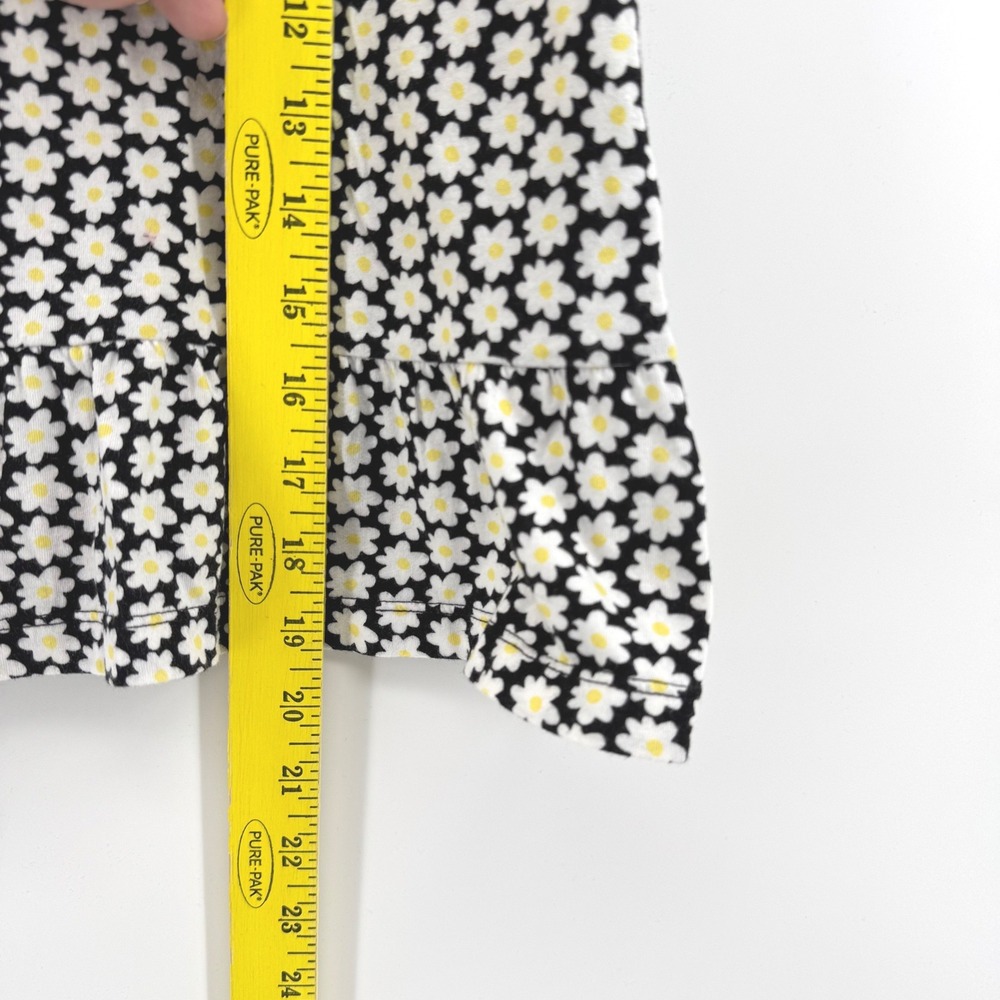 Gymboree Daisy Floral Top Girls Size 7 Black White Yellow Ruffle Peplum Bow - Picture 5 of 6